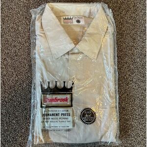 Vintage Cranbrook Permanent Press Dress Shirt 152 34 Beige Made in Hong Kong NIP